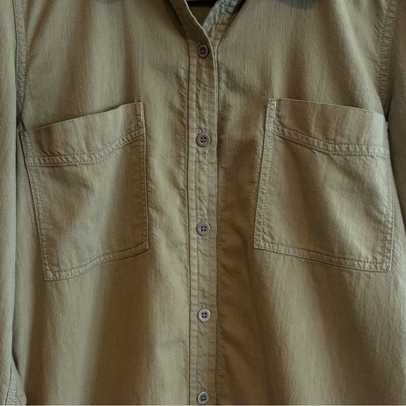 Eileen Fisher Light Green 100% Organic Cotton Long Sleeve Button Down Shirt S - Picture 3 of 7